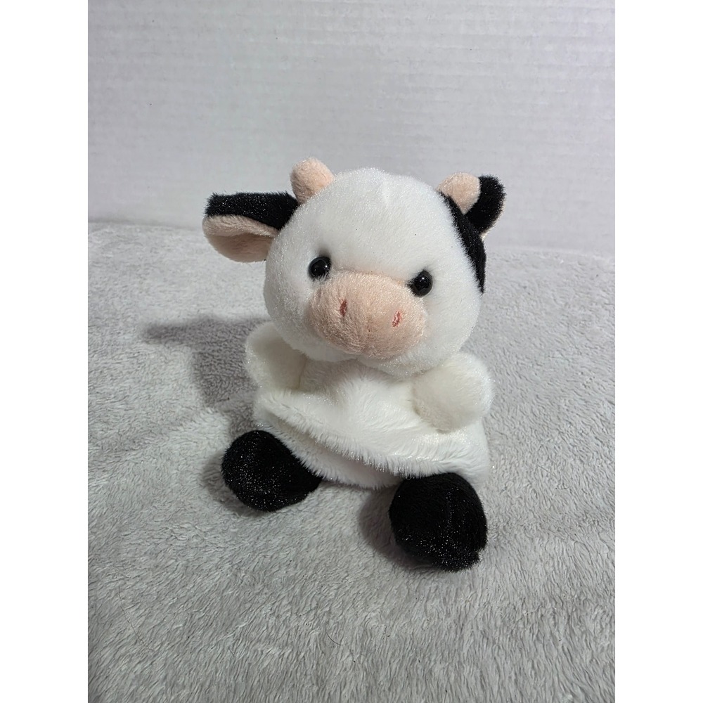 Aurora Palm Pals Sweetie Cow Plush Black White Spotted Stuffed Animal Toy 5 inch